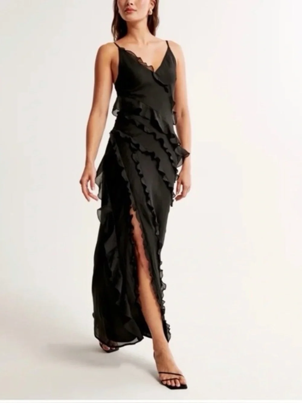 Abercrombie & Fitch Draped Ruffle Maxi Dress Size MT